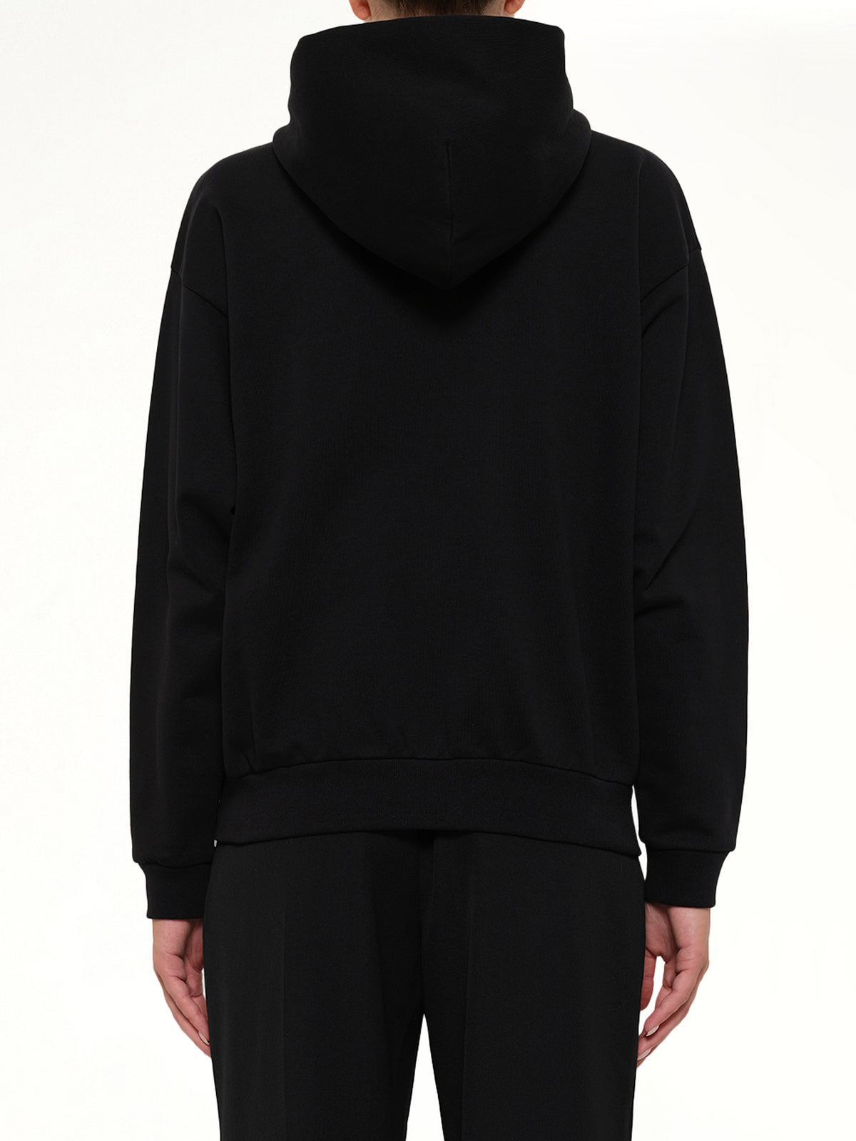 Embroidered Zip Hoodie in Black