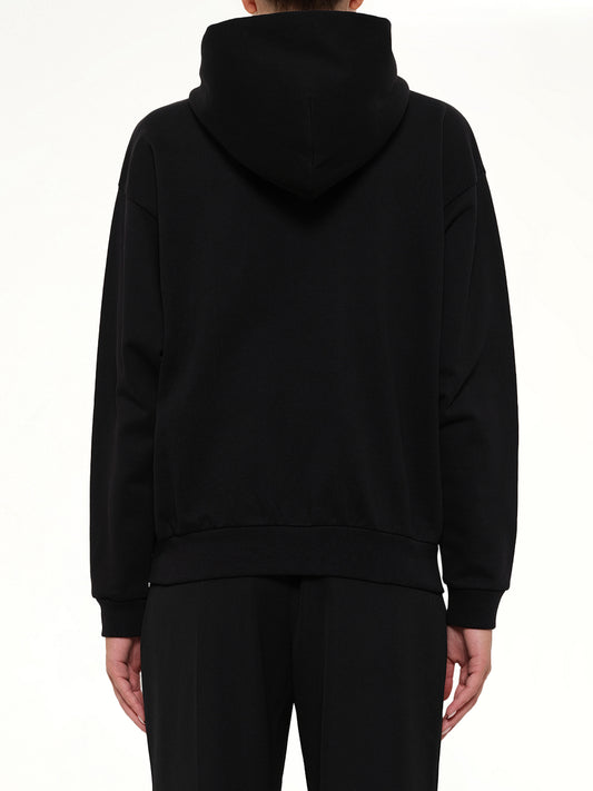 Embroidered Zip Hoodie in Black
