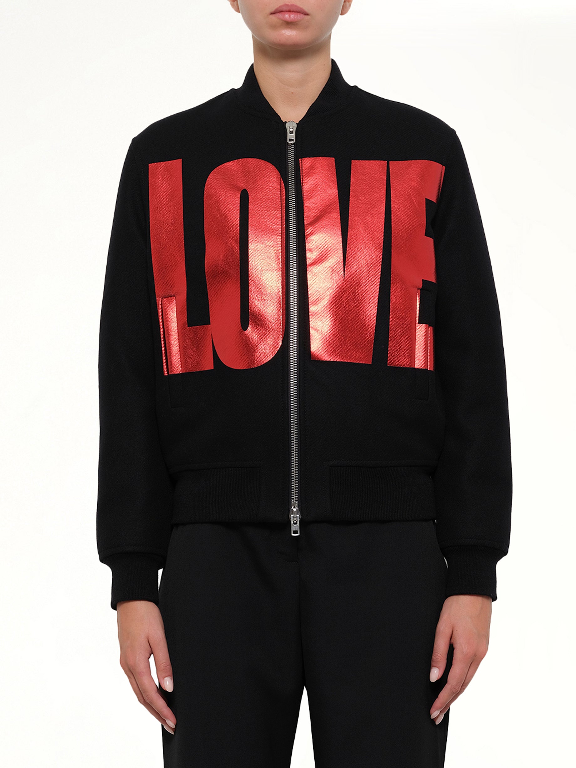 Love Wool Bomber Jacket in Black