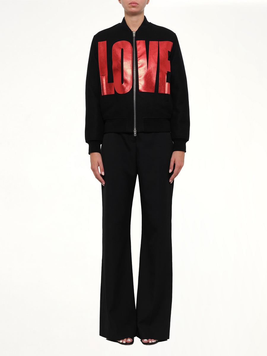 Love Wool Bomber Jacket in Black