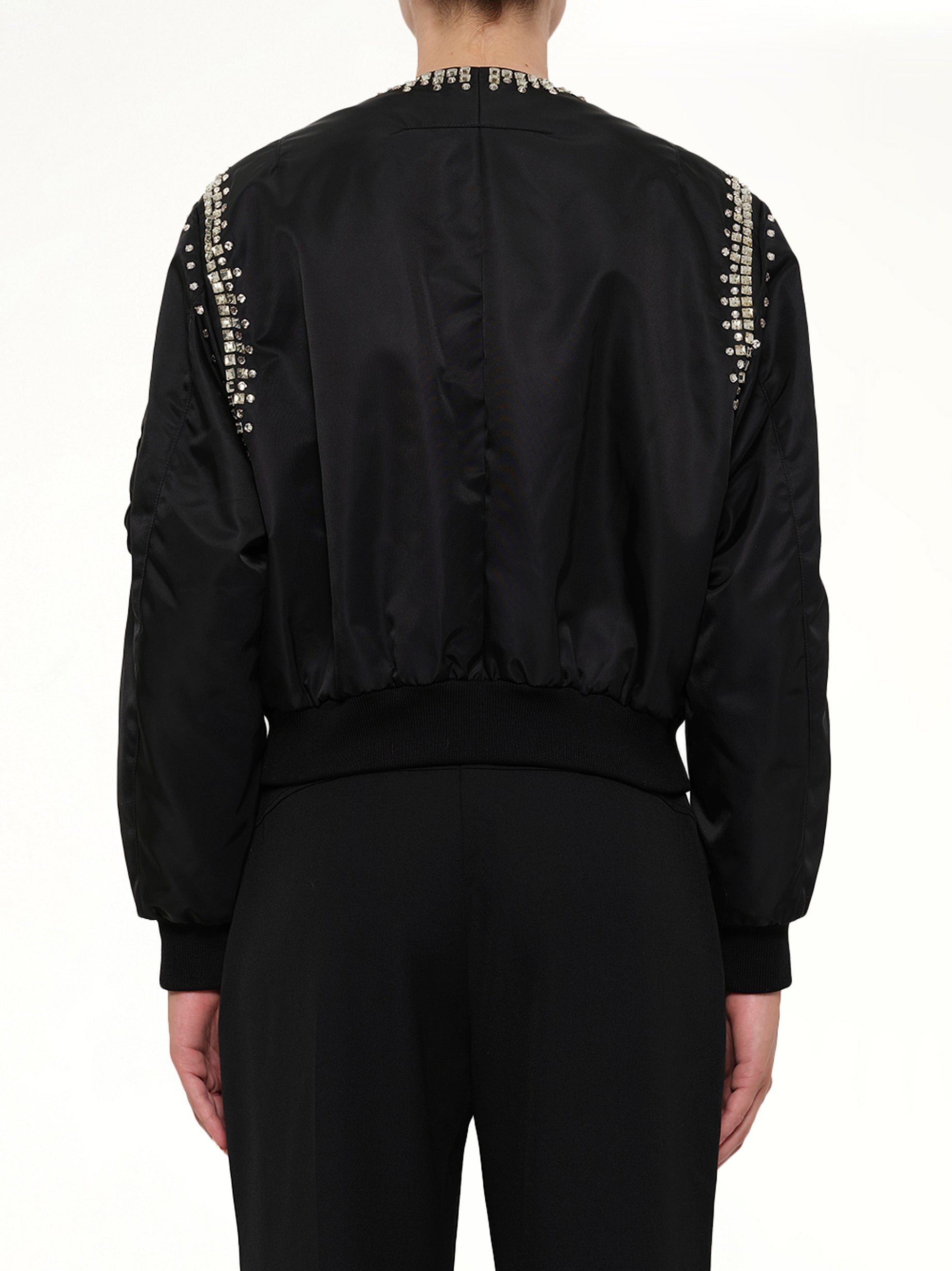 GIVENCHY Rhinestone Embroidered Bomber Jacket in Black Side View from MARAIS