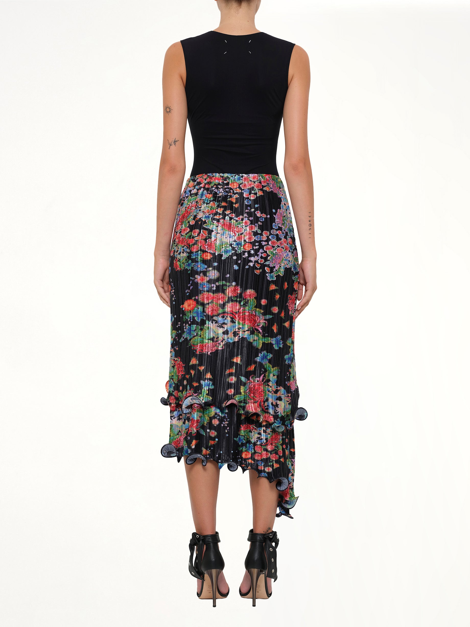 GIVENCHY Asymmetric Bloom Pleated Skirt in Red Full Reference from MARAIS