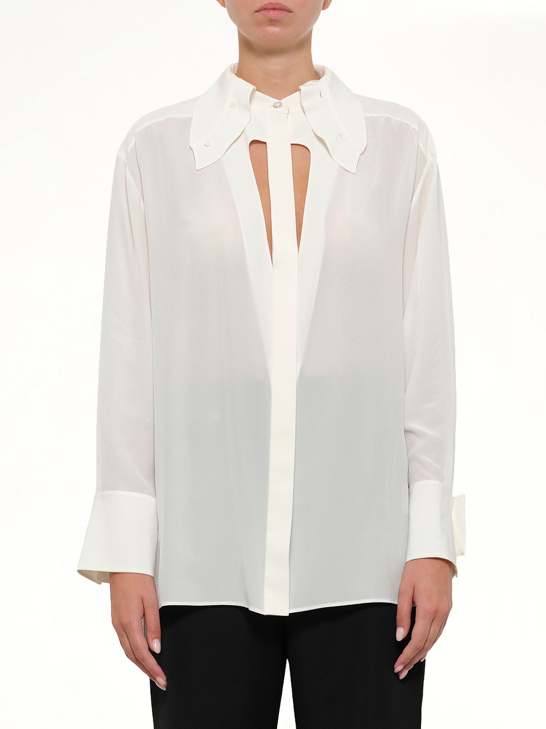 GIVENCHY Cut Out Tailoring Shirt in White Front View from MARAIS