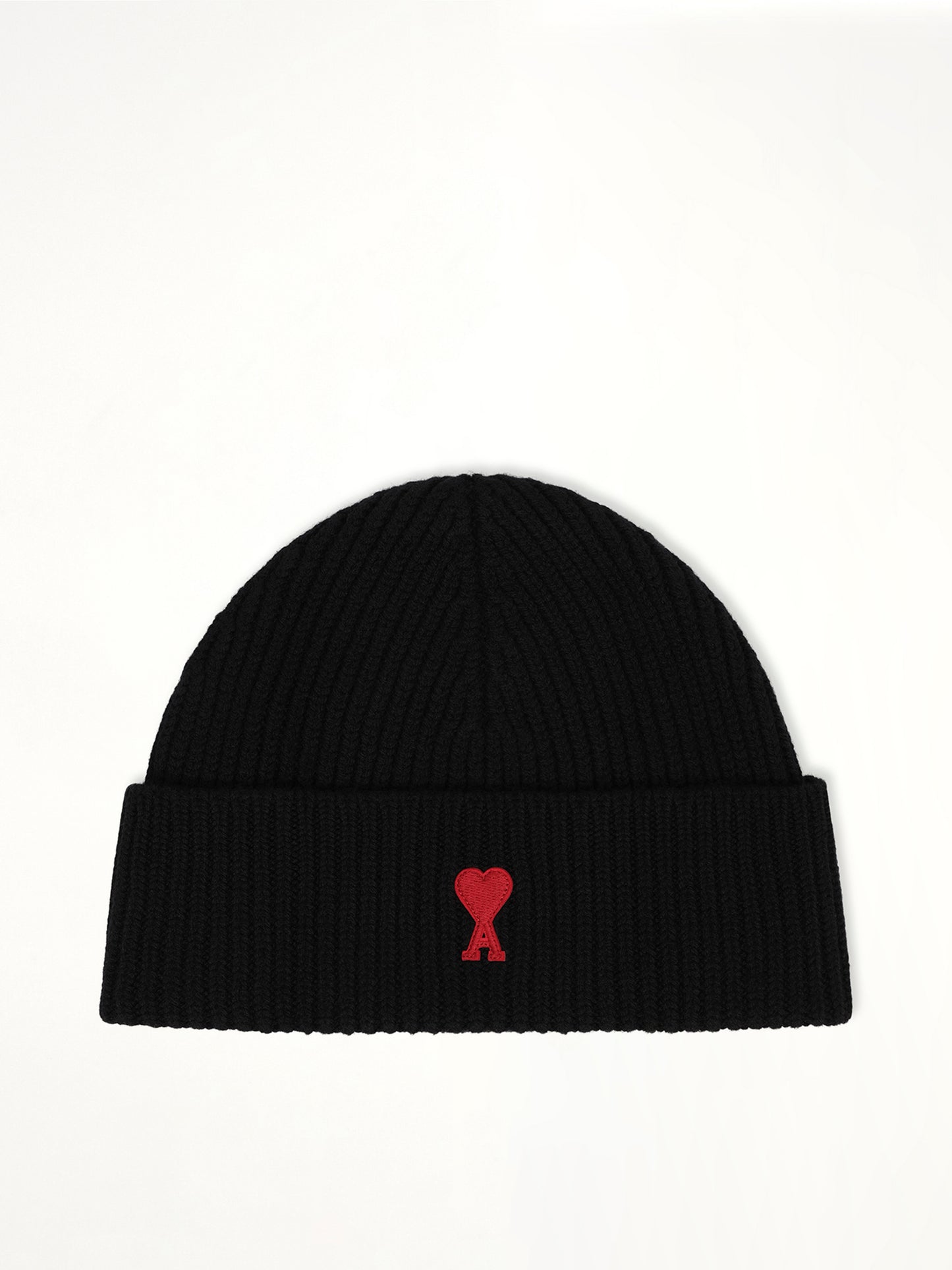 Beanie with Contrasted Ami De Coeur in Black