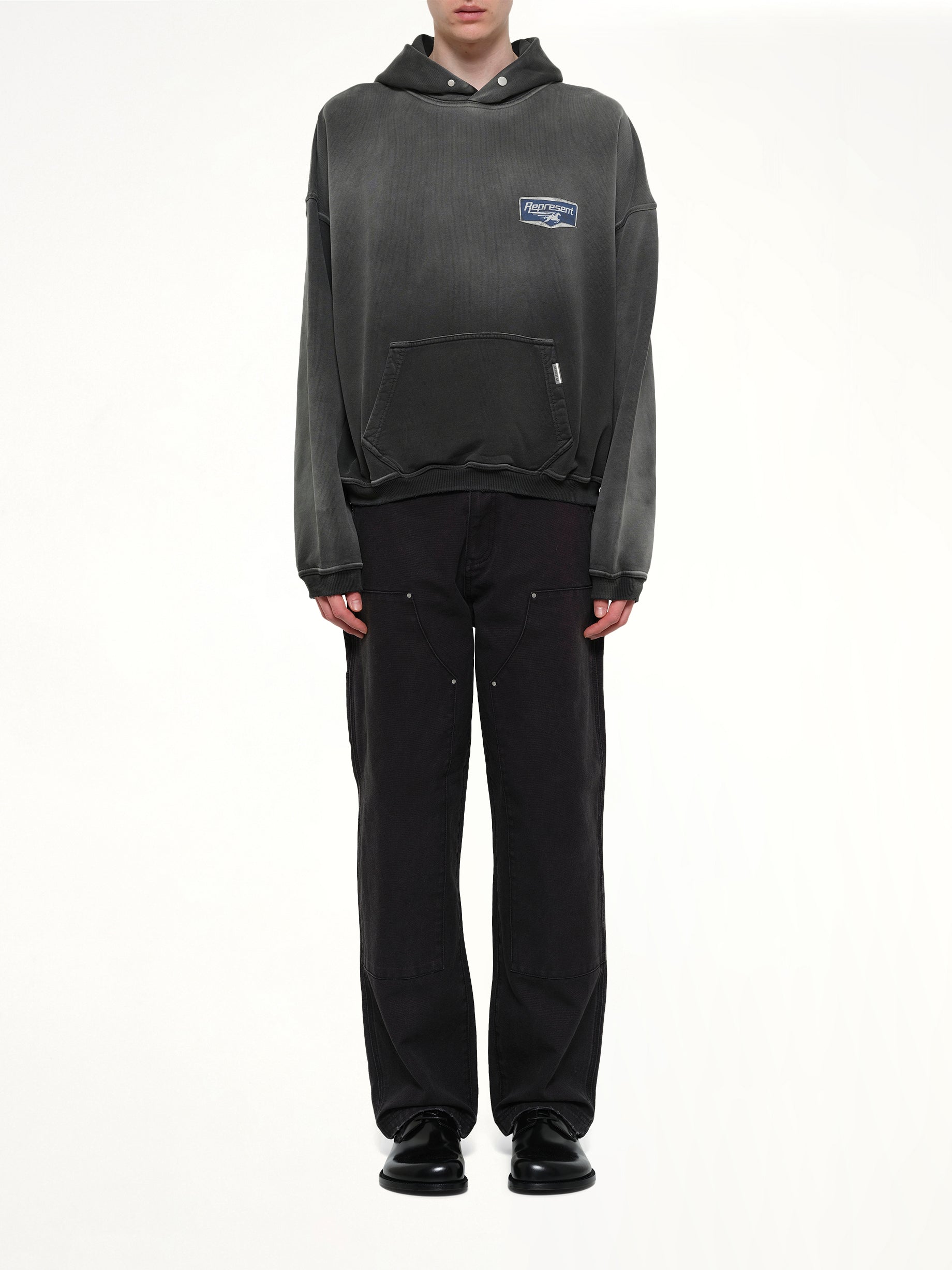 REPRESENT Nothing Faster Hoodie in Stained Black Model View from MARAIS