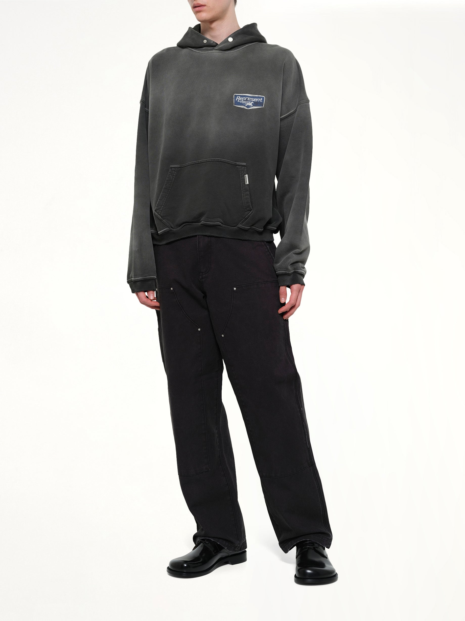 REPRESENT Nothing Faster Hoodie in Stained Black Full Reference from MARAIS
