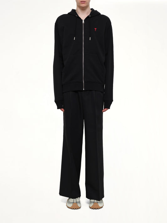 Red Ami De Coeur Zip Hoodie in Black