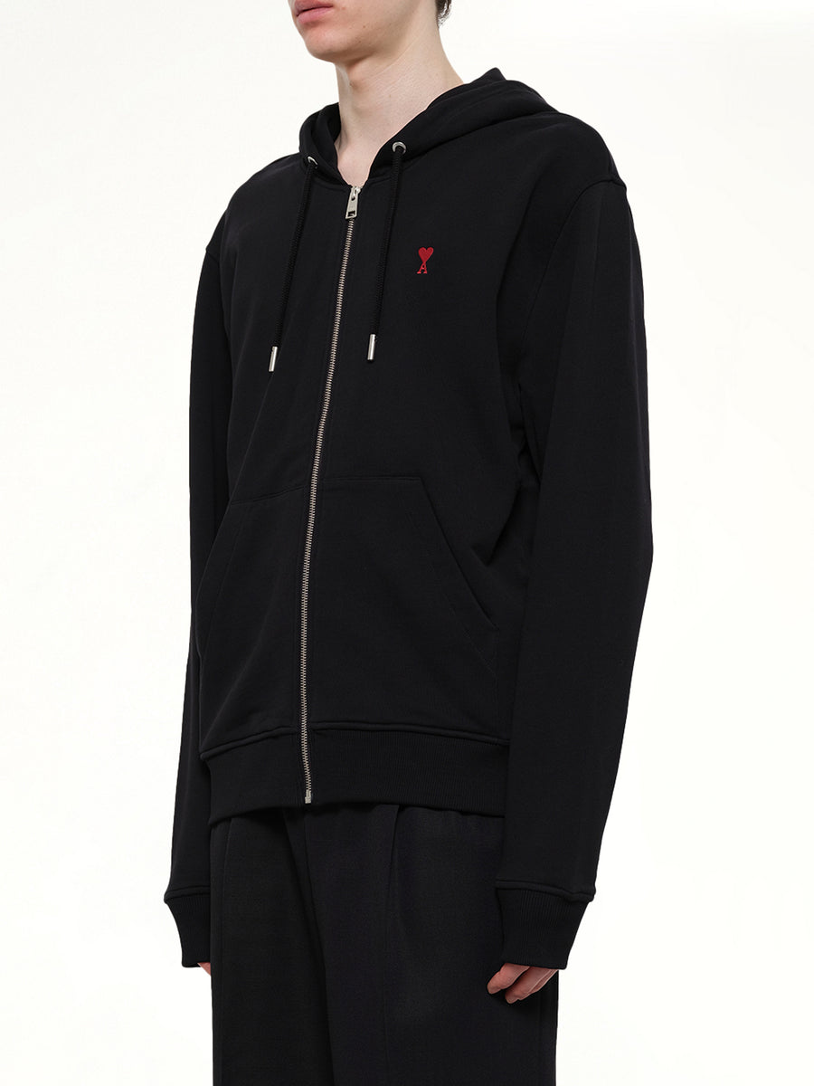 Ami De Coeur Zip Hoodie in Black/Red