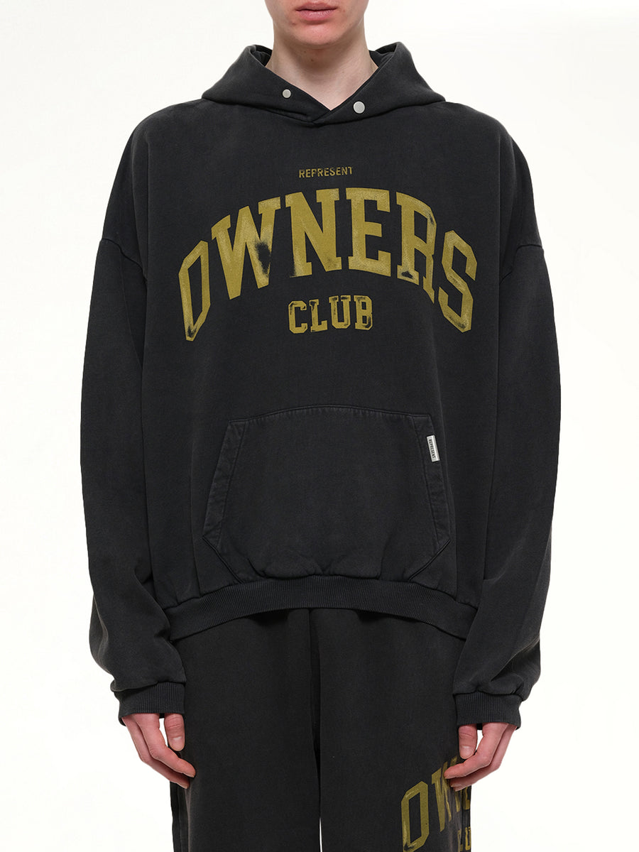 Represent Owners Club Hoodie in Faded Black