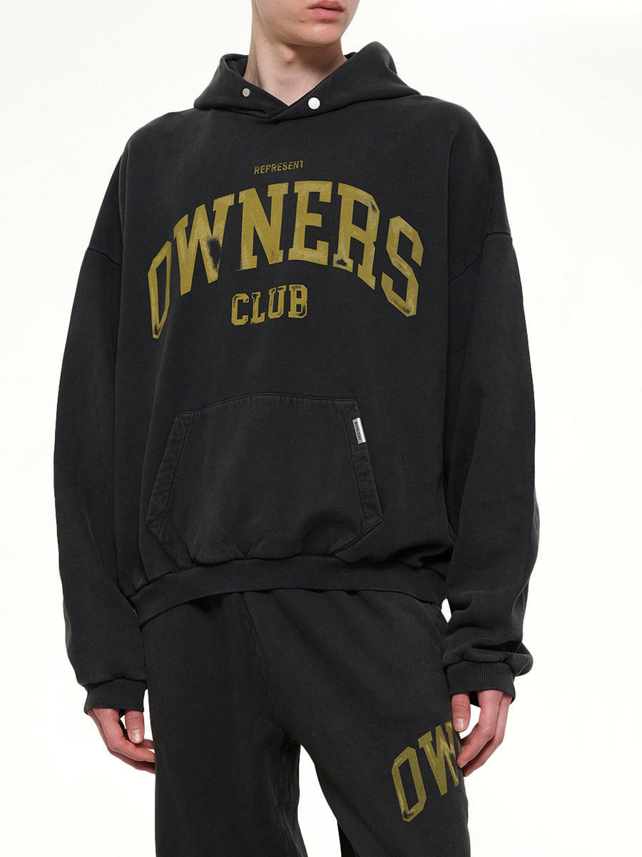 Represent Owners Club Hoodie in Faded Black