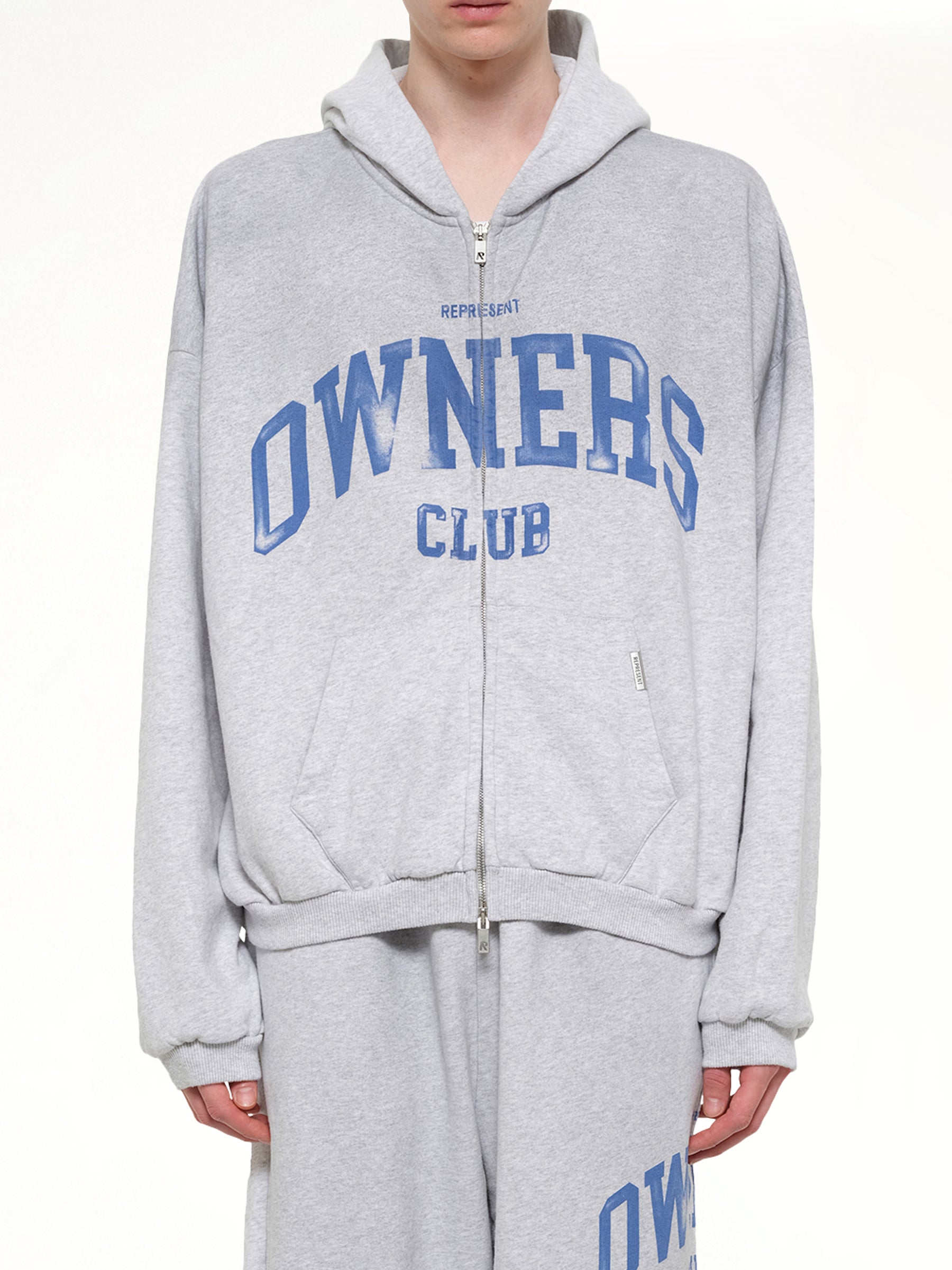 Represent Owners Club 喷雾冰灰色斑点全拉链连帽衫
