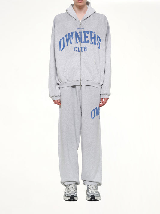 Represent Owners Club Zip Through Hoodie in Sprayed Ice Grey Marl