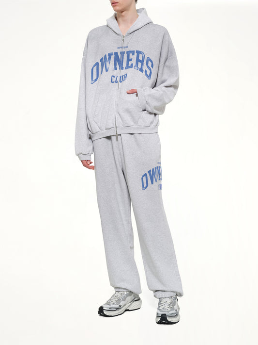 Represent Owners Club Zip Through Hoodie in Sprayed Ice Grey Marl