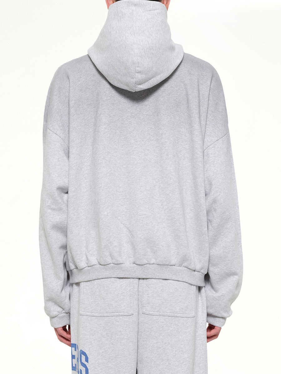 Represent Owners Club Zip Through Hoodie in Sprayed Ice Grey Marl