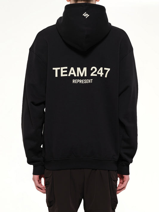 Team 247 Oversized Hoodie in Jet Black