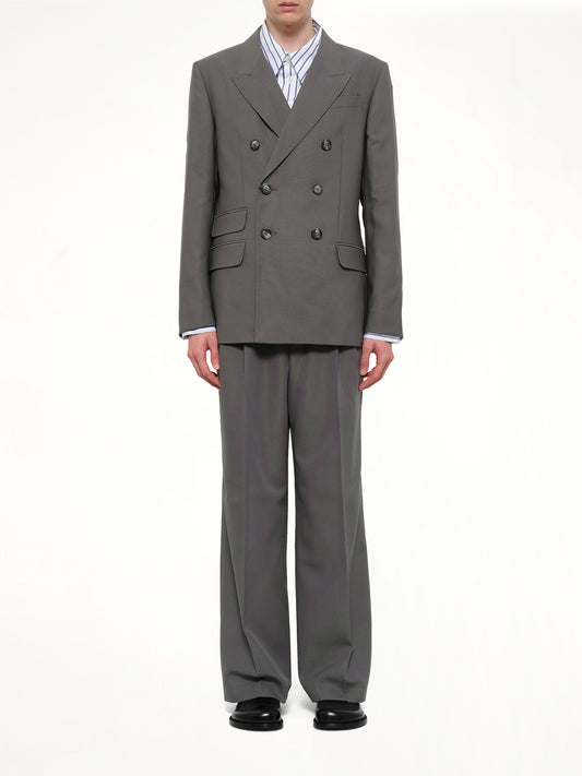 Straight Double Breasted Jacket in Carbon