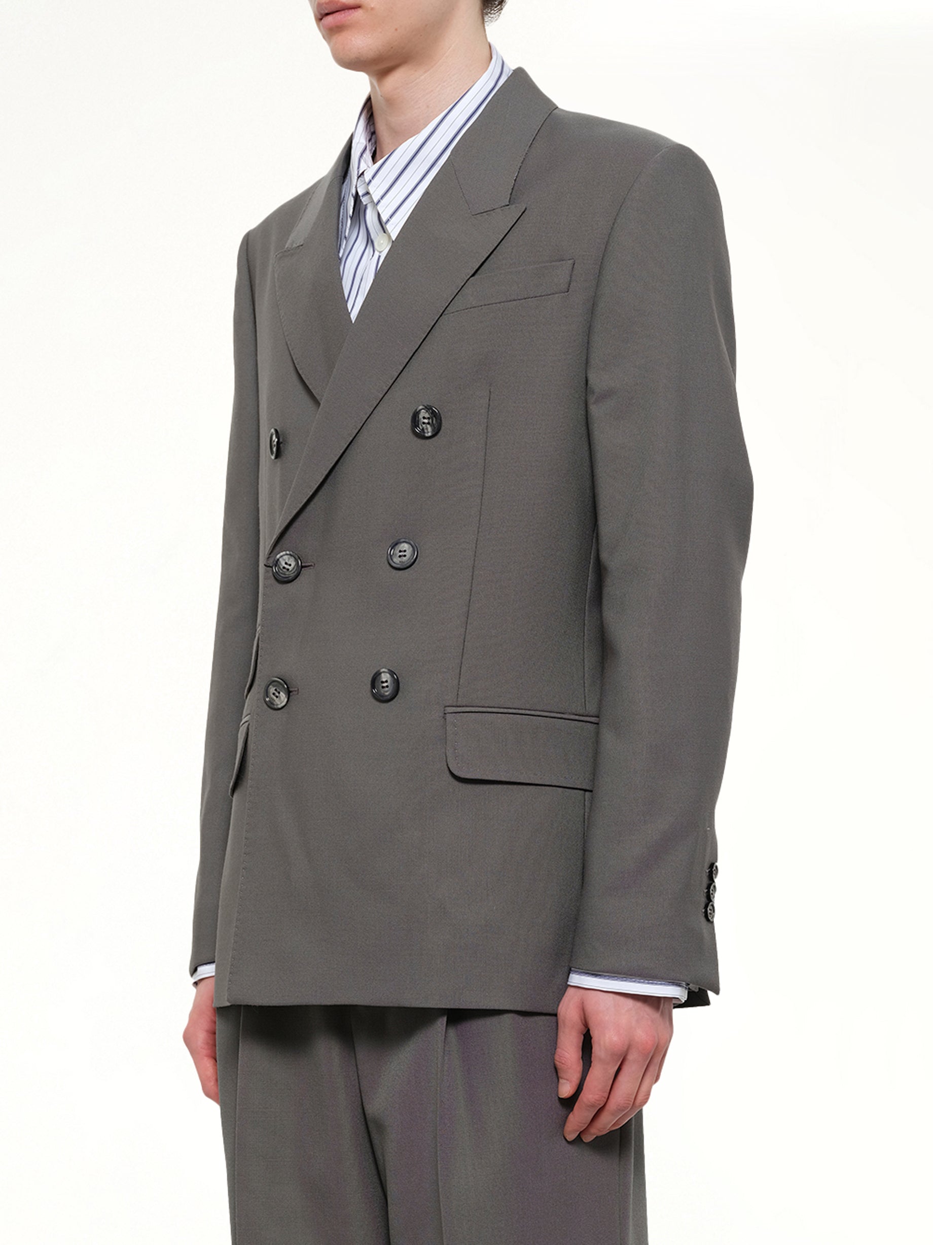 AMI PARIS Straight Double Breasted Jacket in Carbon Side View from MARAIS