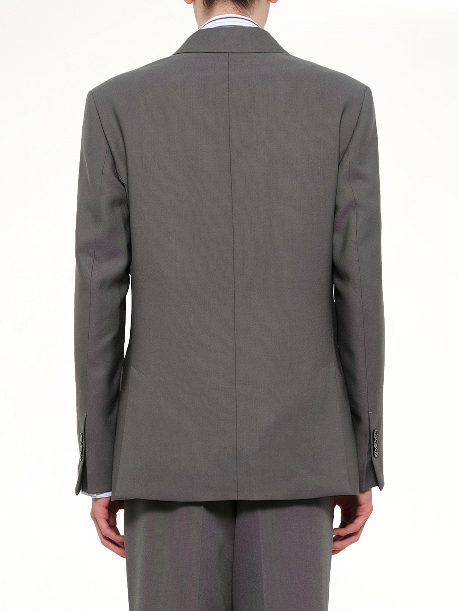 AMI PARIS Straight Double Breasted Jacket in Carbon Back View from MARAIS