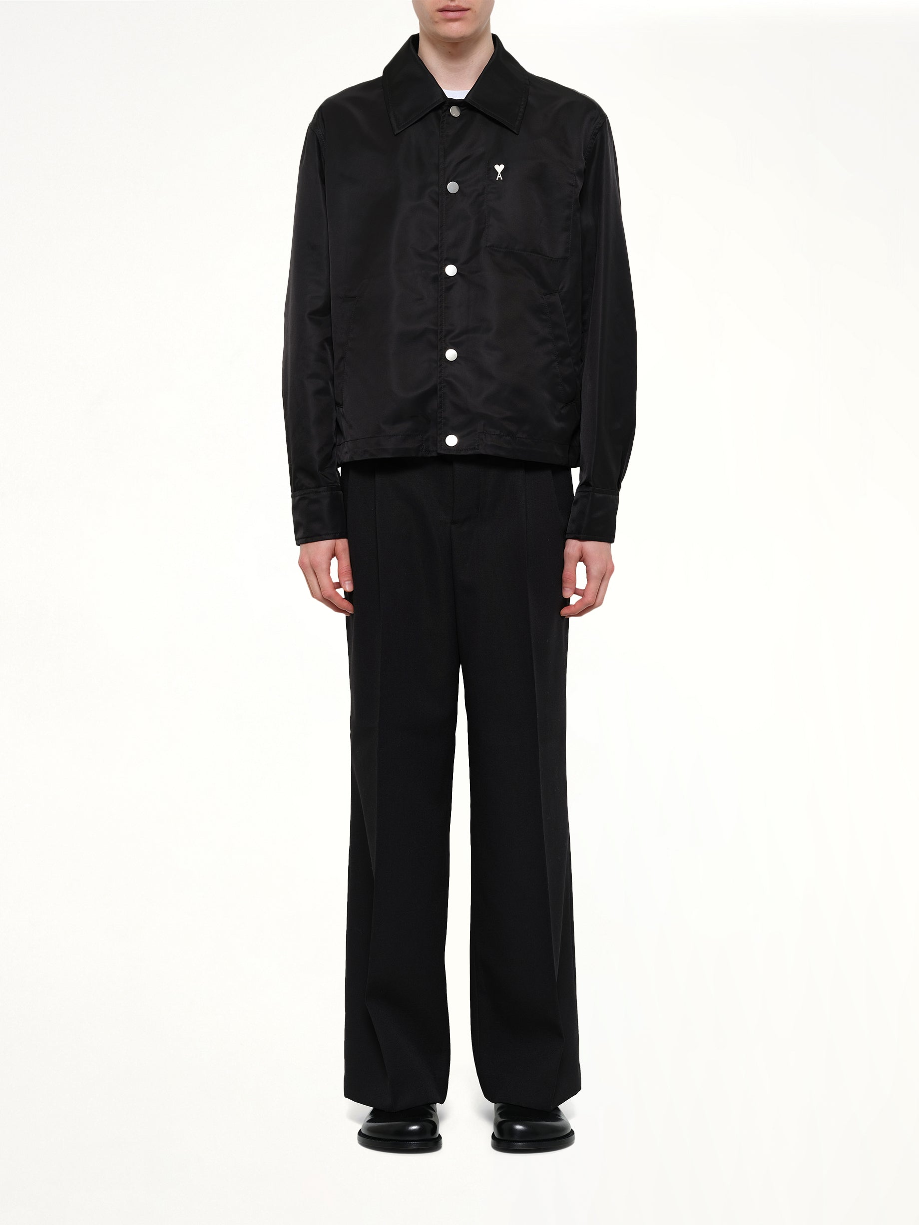 AMI PARIS Ami De Coeur Coach Jacket in Black Model View from MARAIS