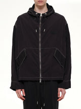 Crinkle Nylon Zipped Jacket in Black