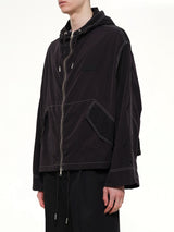 Crinkle Nylon Zipped Jacket in Black