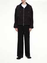 Crinkle Nylon Zipped Jacket in Black