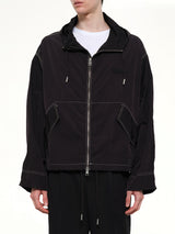 Crinkle Nylon Zipped Jacket in Black