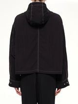 Crinkle Nylon Zipped Jacket in Black