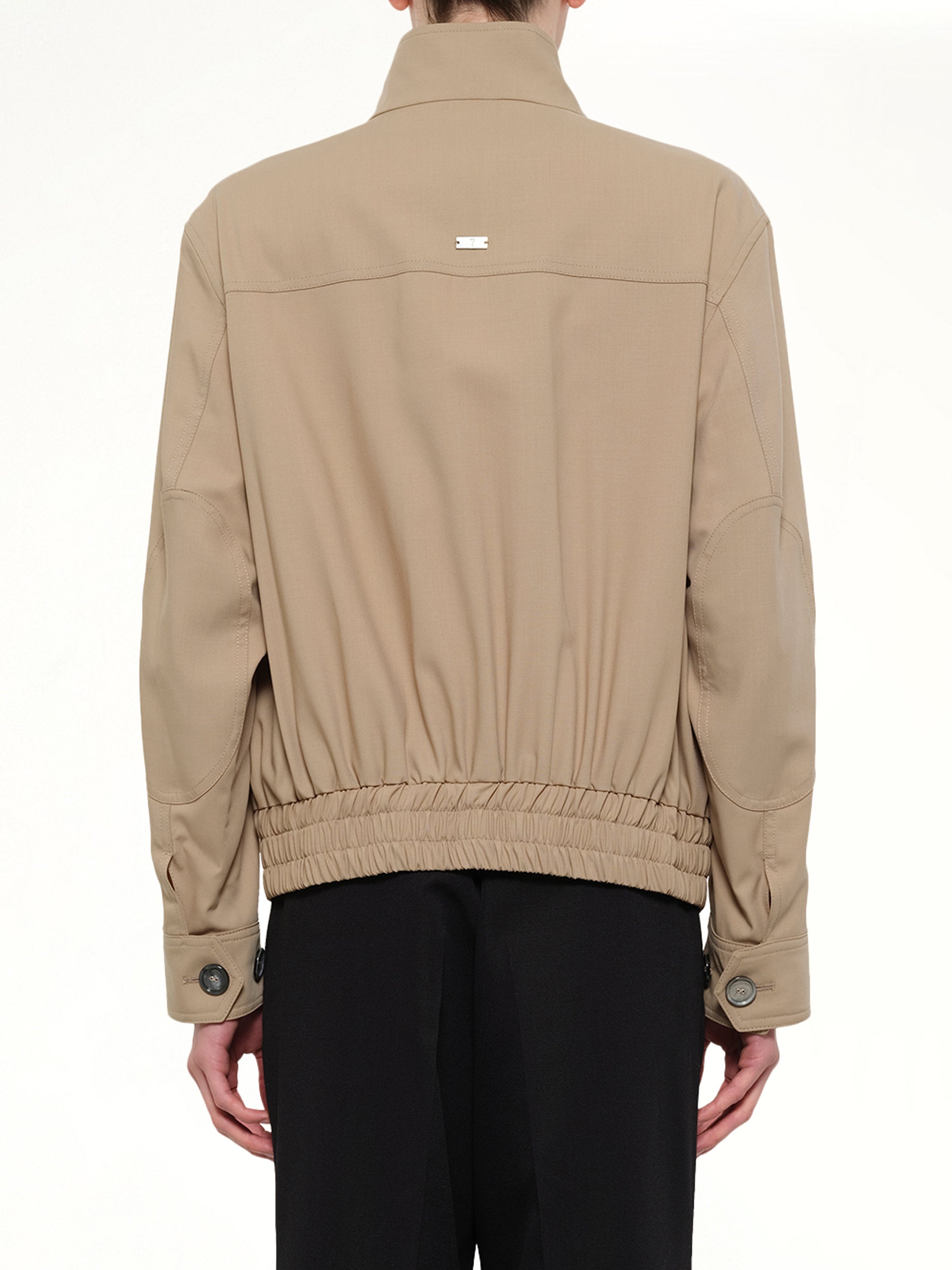 AMI PARIS Harrington Jacket in Beige Taupe Back View from MARAIS