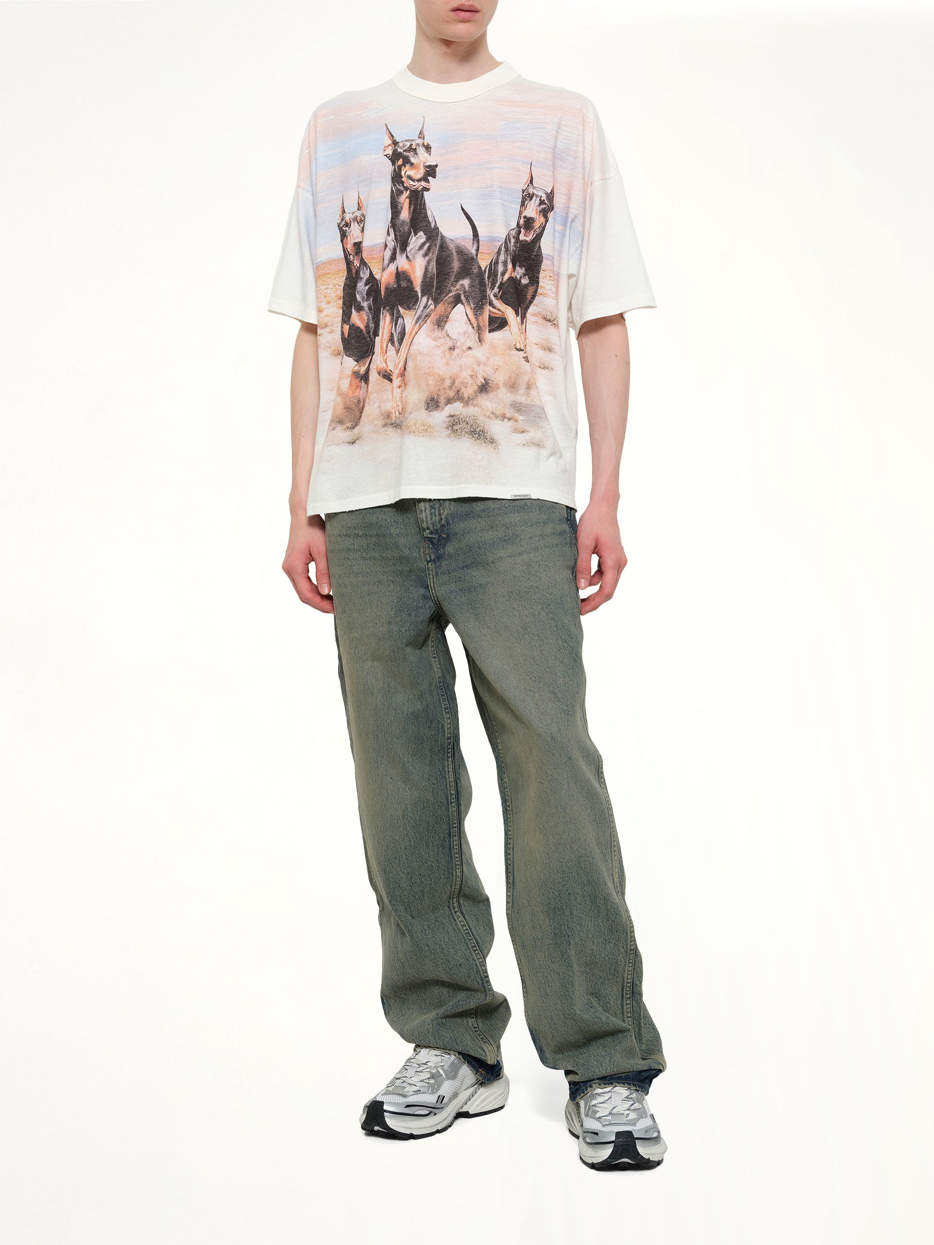REPRESENT , R3 Baggy Denim Pants in Blue With Strap from MARAIS