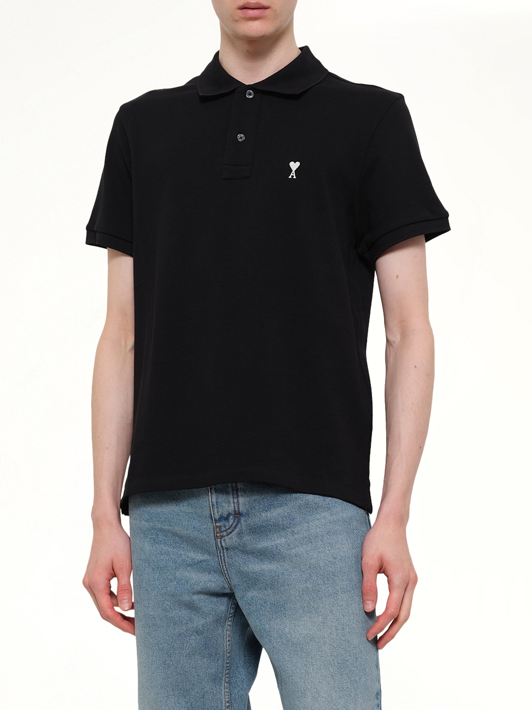 AMI PARIS Tapered Fit Jeans in Blue Detail Shot from MARAIS