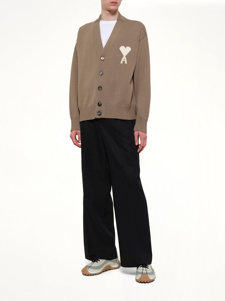 Contrasted Ami De Coeur Cardigan in Beige