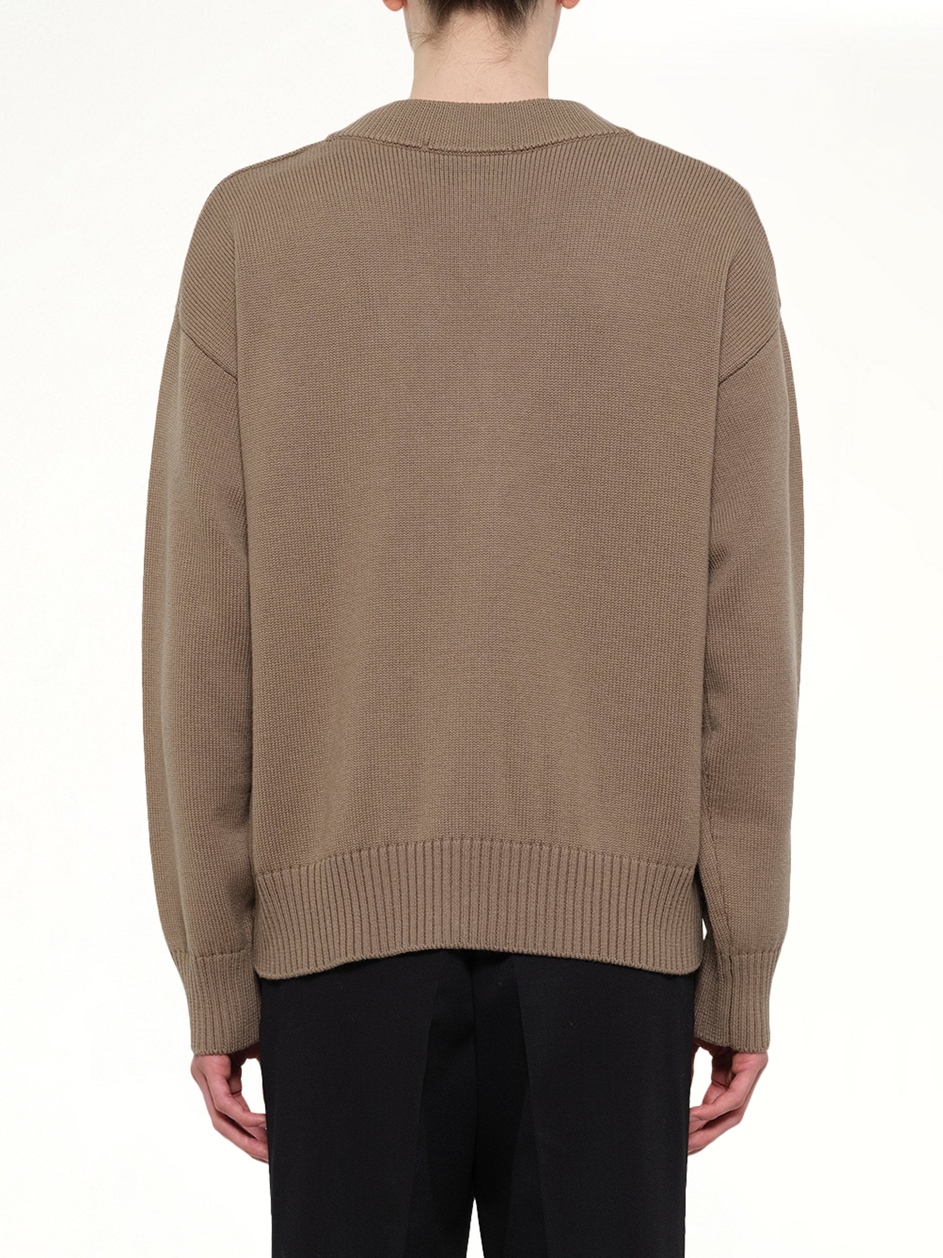 AMI PARIS , Contrasted ADC Cardigan in Beige Back View from MARAIS