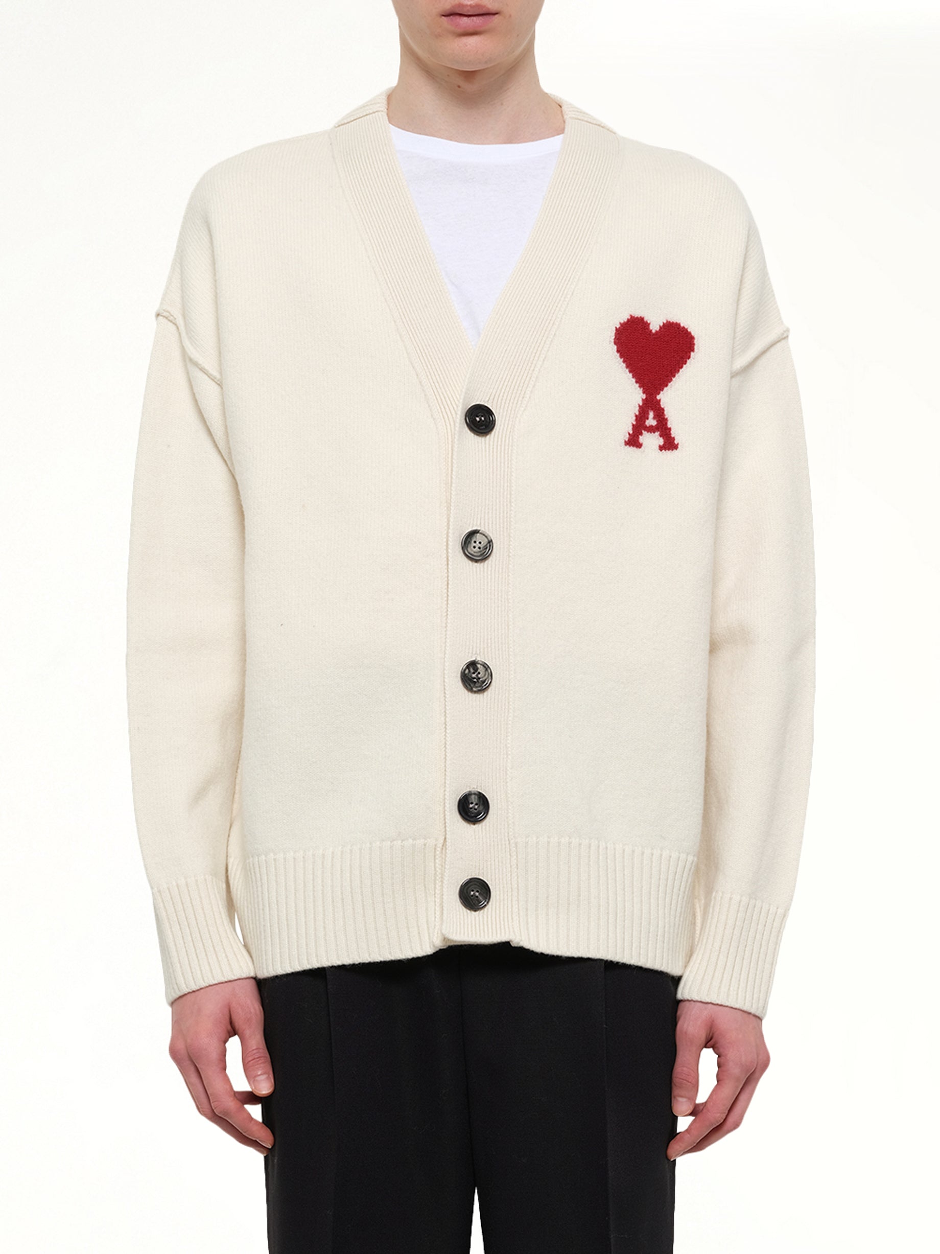 Red Ami De Coeur Cardigan in White
