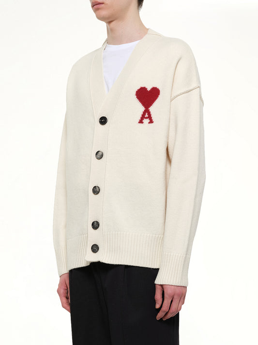 Red Ami De Coeur Cardigan in White