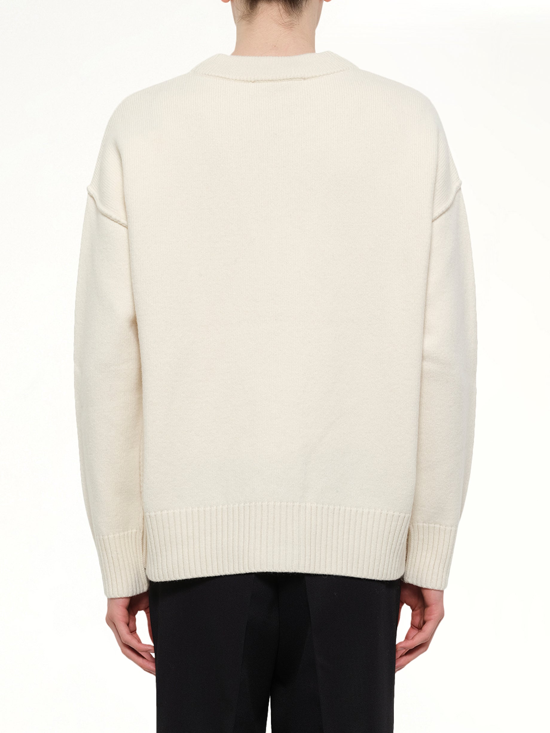 AMI PARIS Red Ami De Coeur Cardigan in White Back View from MARAIS