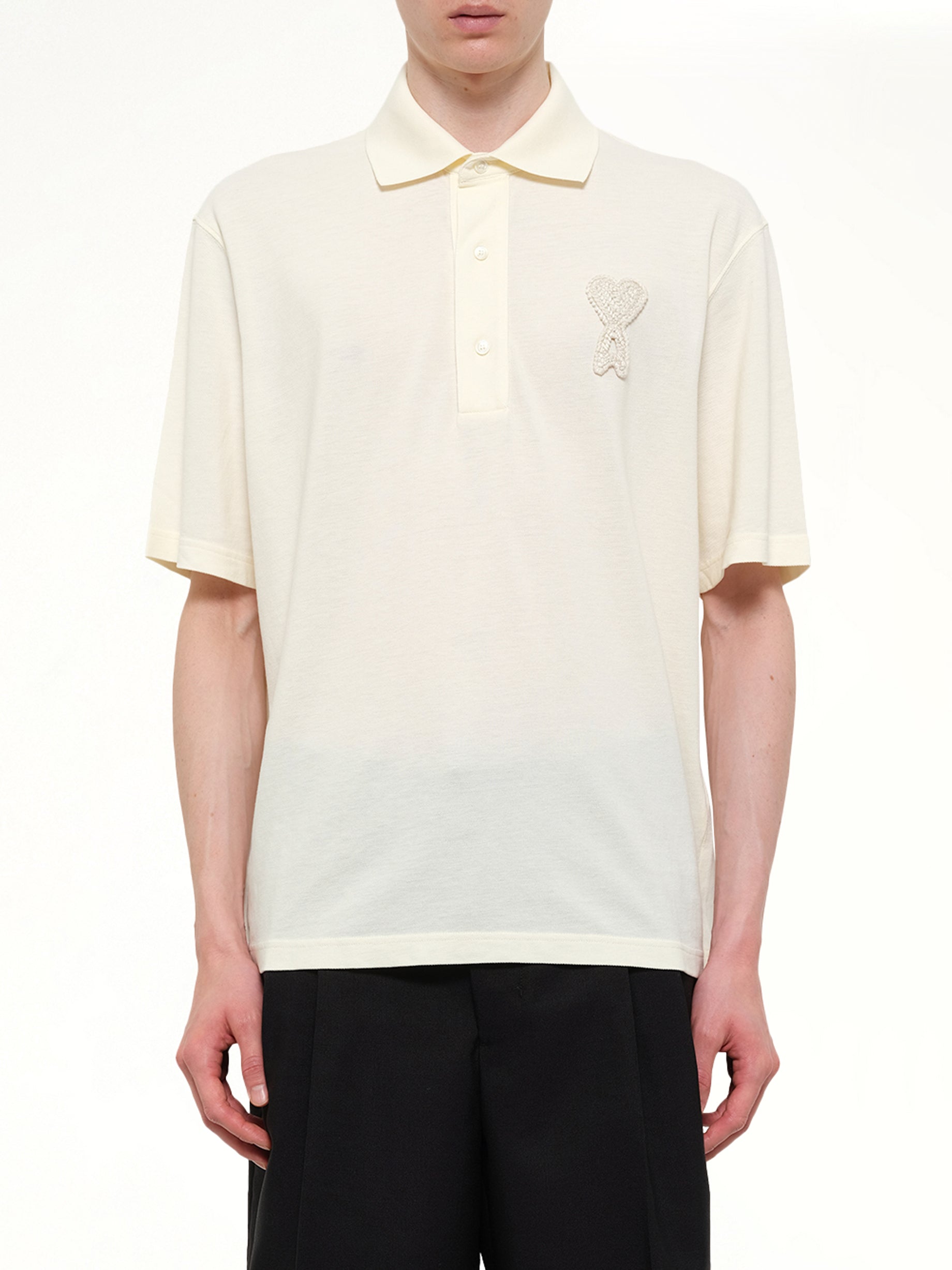Knitted ADC Boxy Polo in Off White