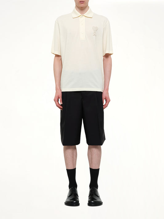 Knitted ADC Boxy Polo in Off White