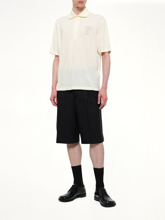 Knitted ADC Boxy Polo in Off White