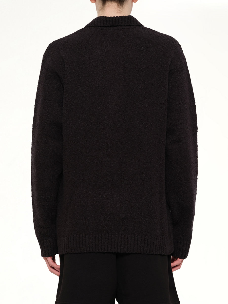 Knitted Boucle Polo in Jet Black