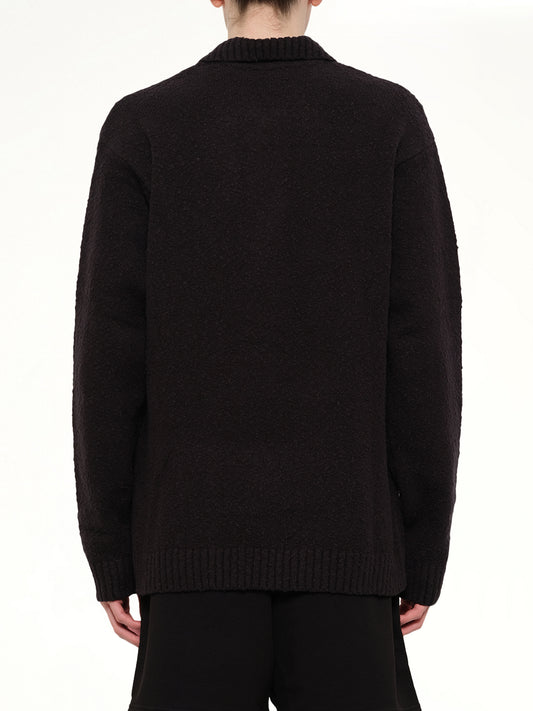 Knitted Boucle Polo in Jet Black
