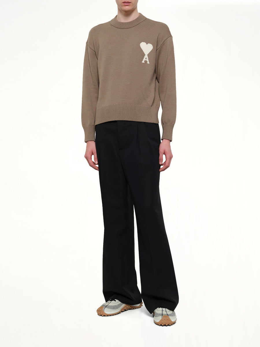 Contrasted Ami De Coeur Sweater in Beige Taupe