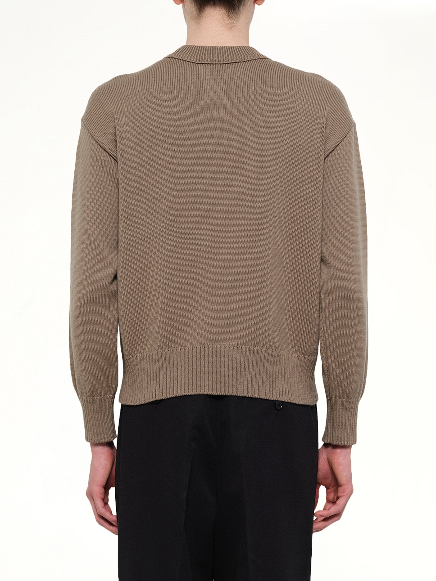 AMI PARIS Contrasted ADC Sweater in Beige Taupe Back View from MARAIS