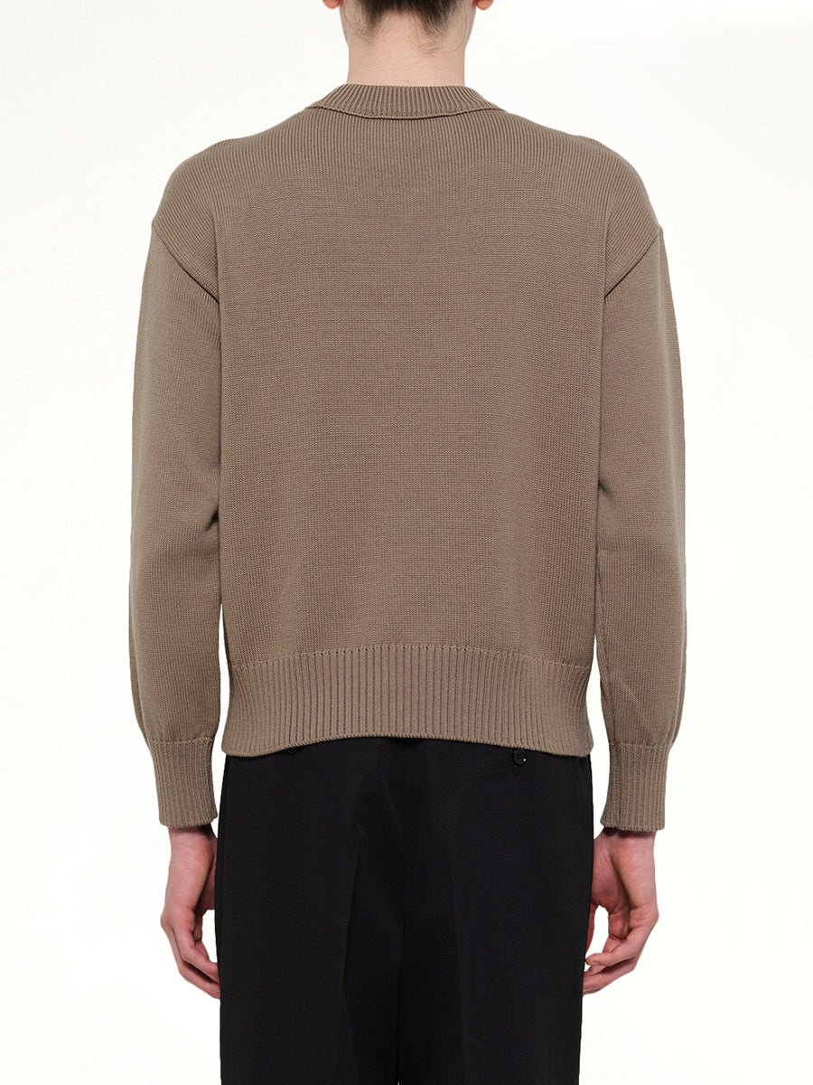 Contrasted Ami De Coeur Sweater in Beige Taupe