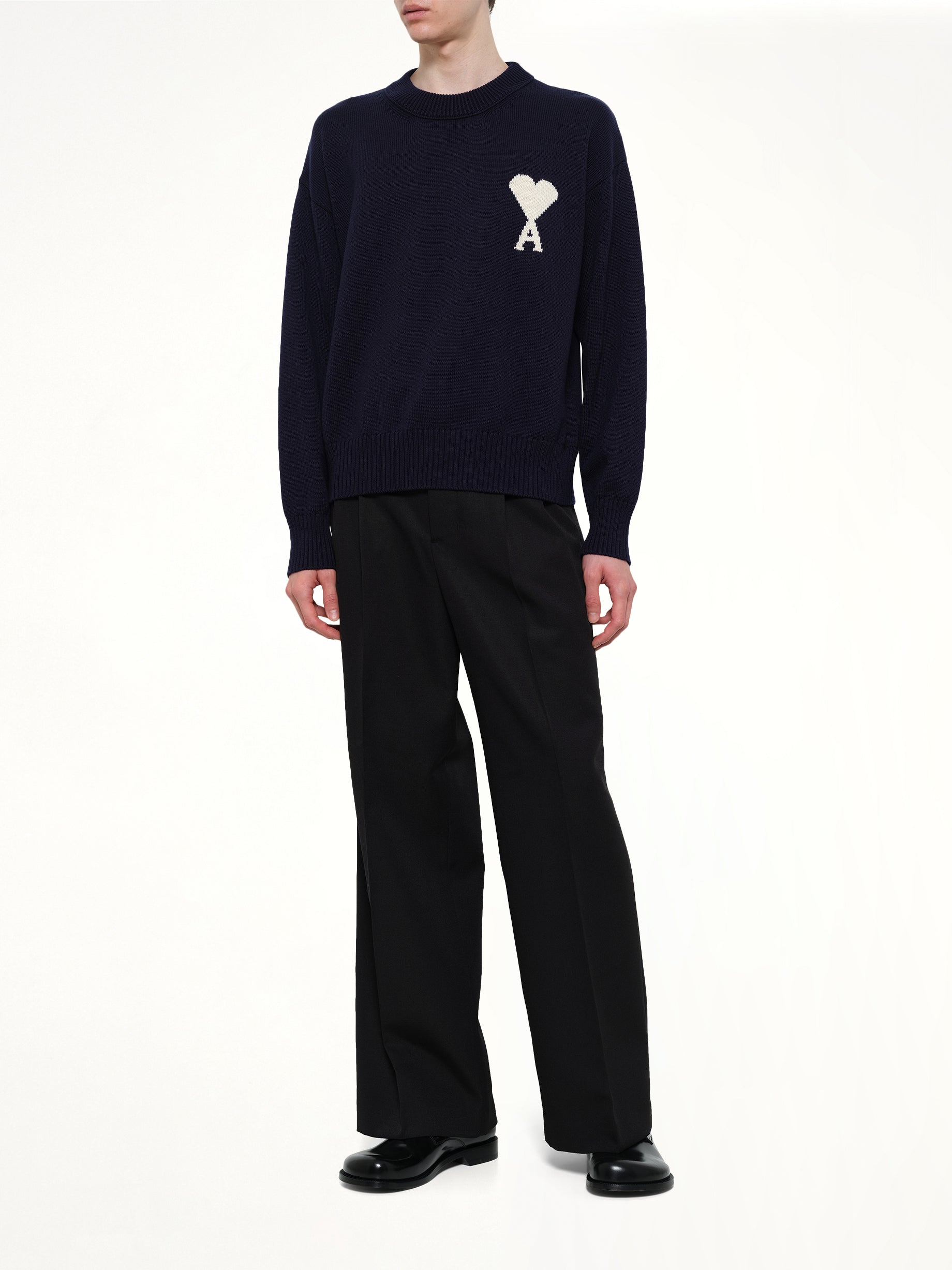 AMI PARIS , Contrasted ADC Sweater in Navy Full Reference from MARAIS