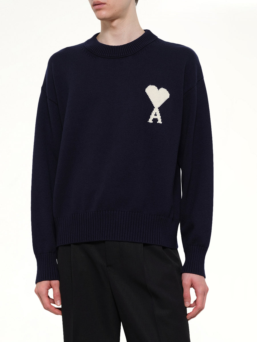 Contrasted Ami De Coeur Sweater in Navy