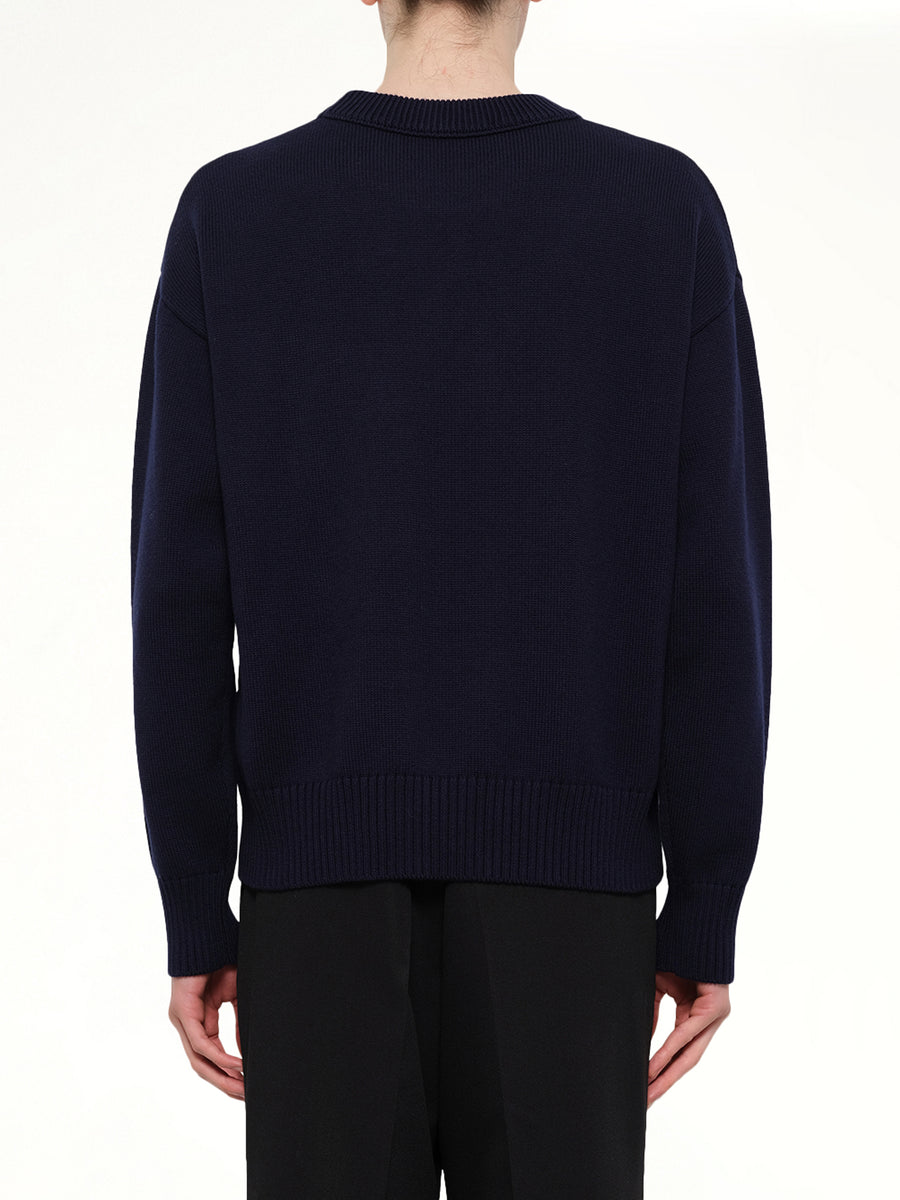 Contrasted Ami De Coeur Sweater in Navy