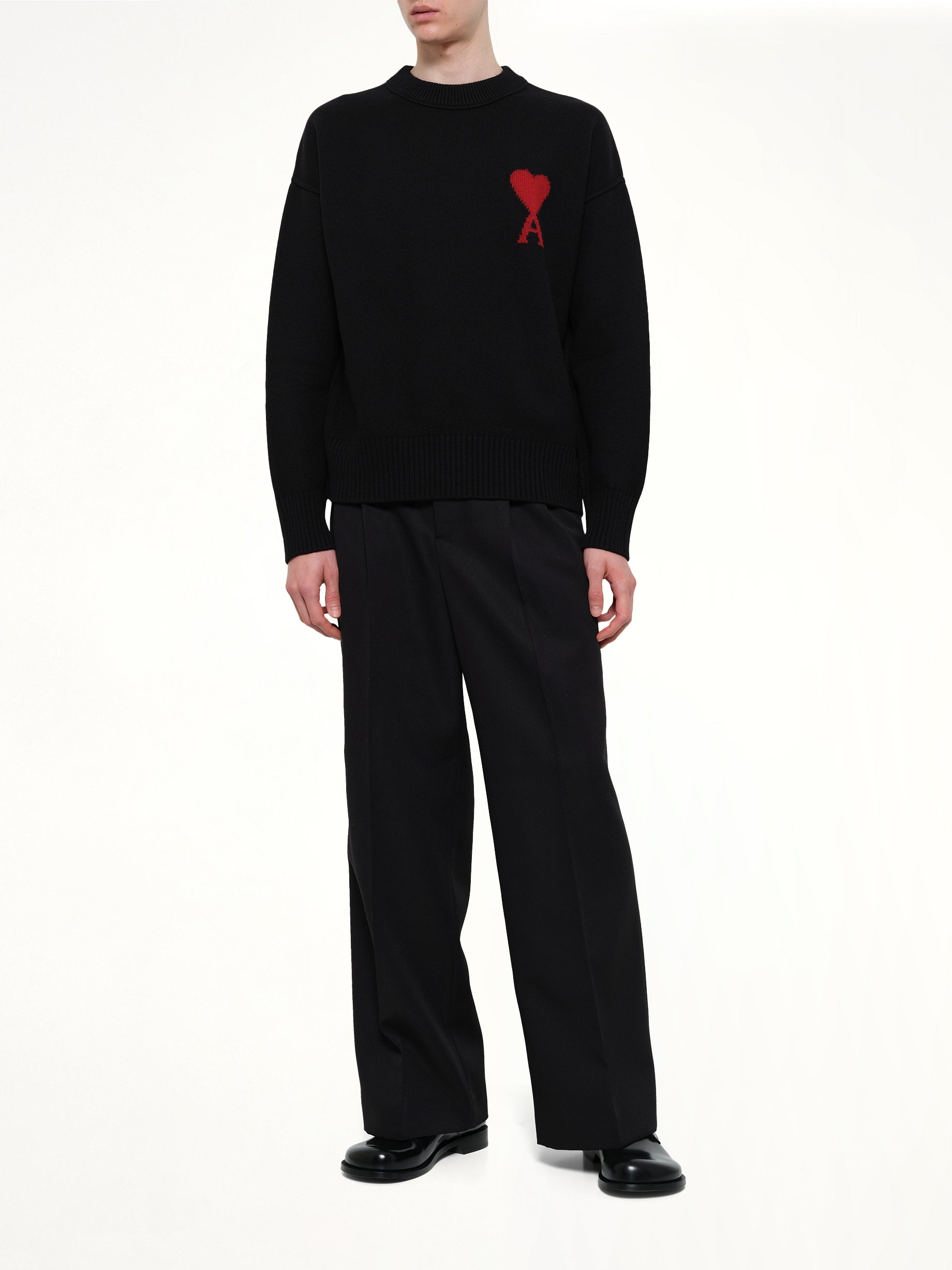 AMI PARIS Red Ami De Coeur Sweater in Black Full Reference from MARAIS