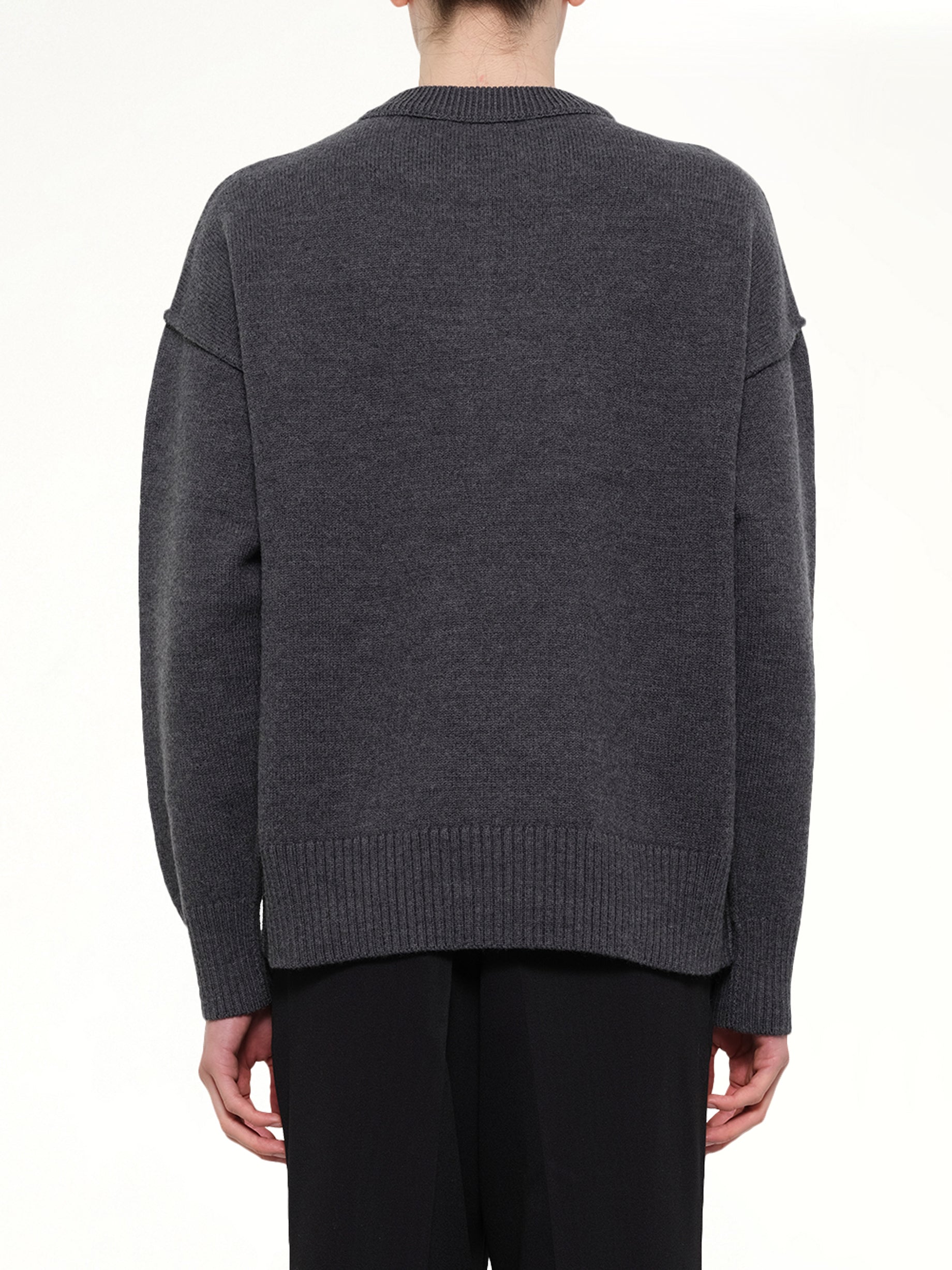 AMI PARIS Red Ami De Coeur Sweater in Grey Back View from MARAIS