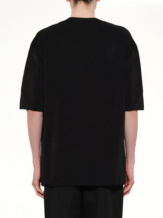 Short Sleeve V-Neck Sweater in Black